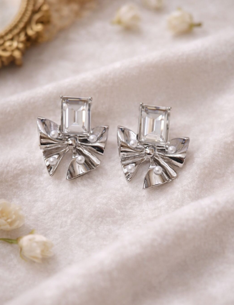 Silver Bow Earrings